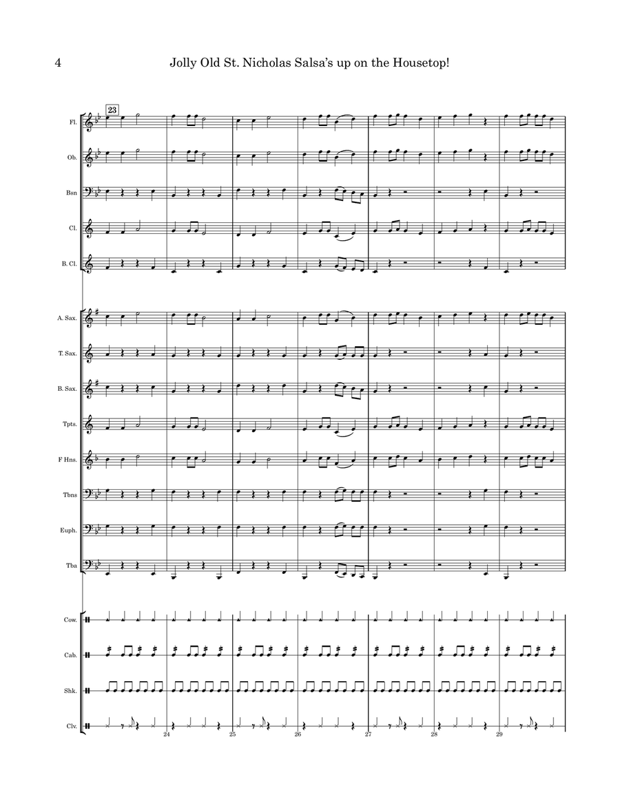 Jolly Old St. Nicholas Salsa’s up on the Housetop Concert Band scores gallery preview page 5