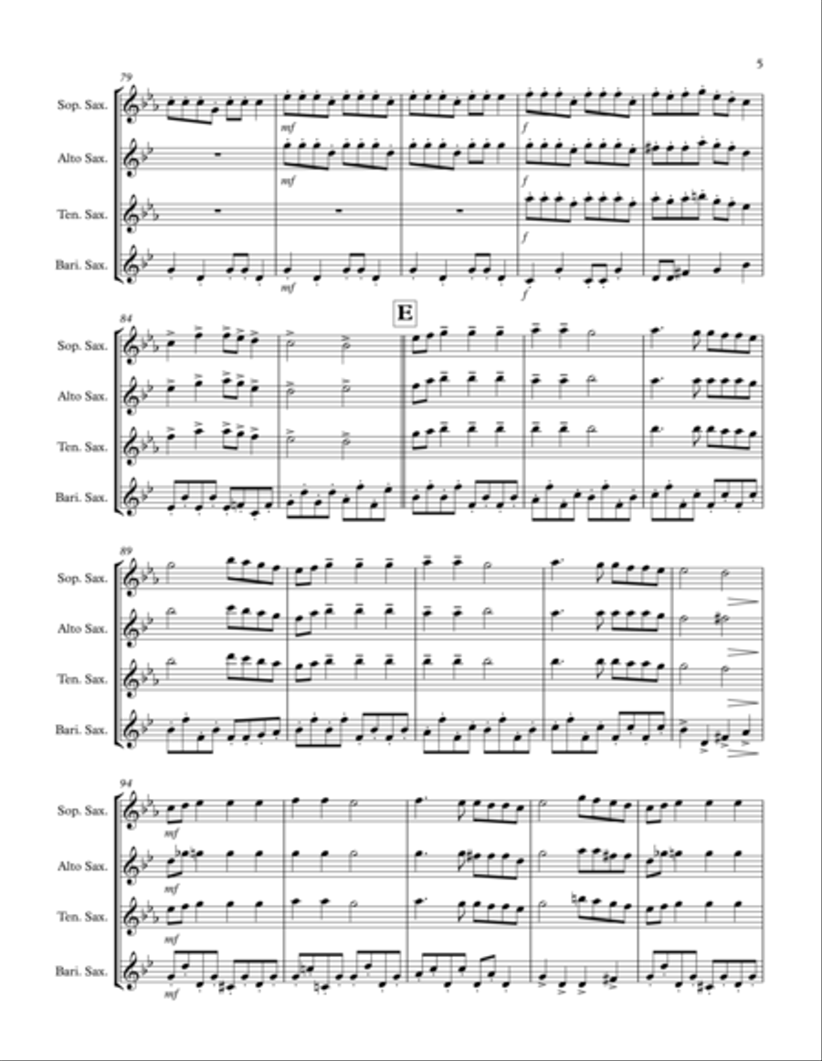 Jewish Medley: Saxophone Quartet Saxophone Quartet scores gallery preview page 5