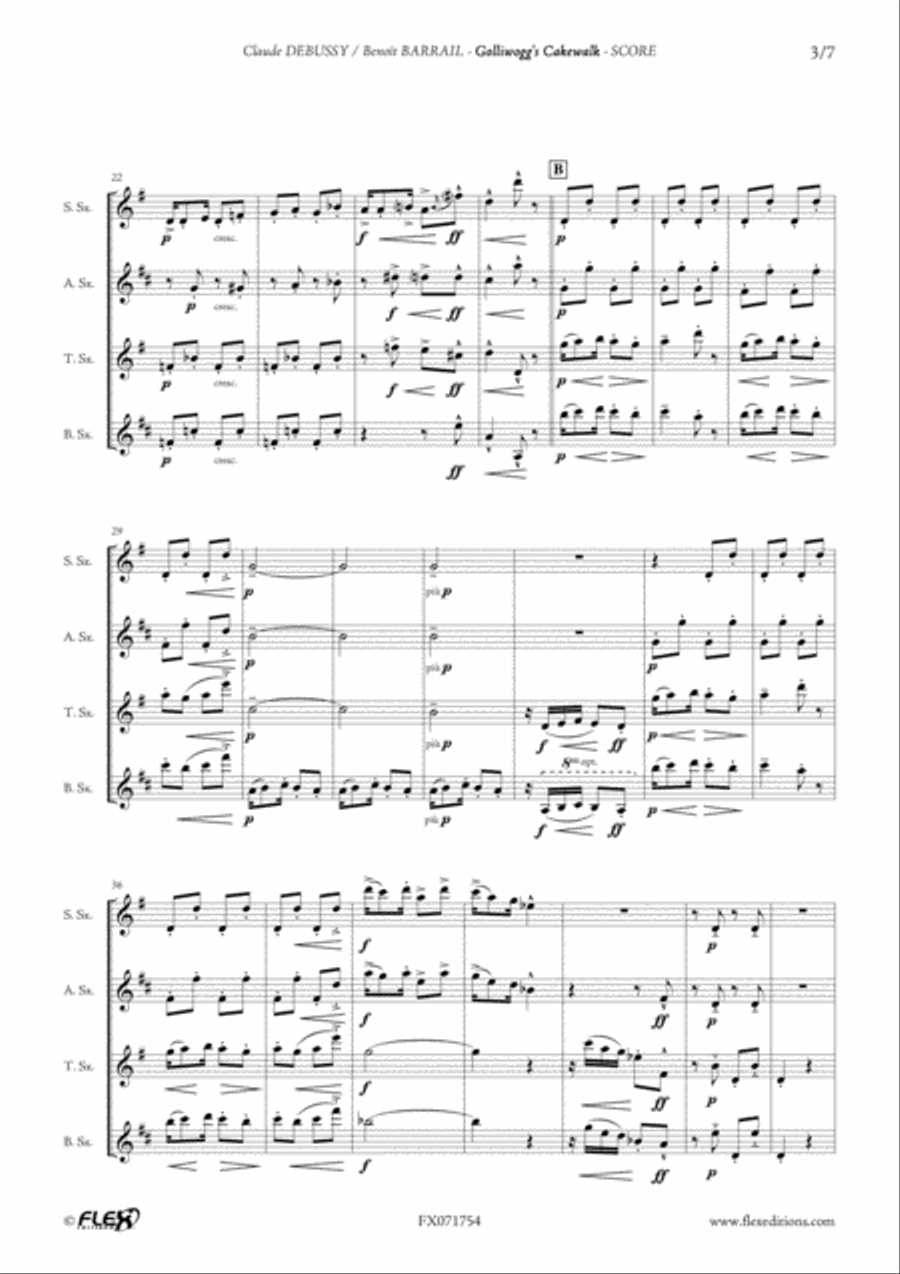 Golliwogg's Cakewalk Saxophone Quartet scores gallery preview page 3