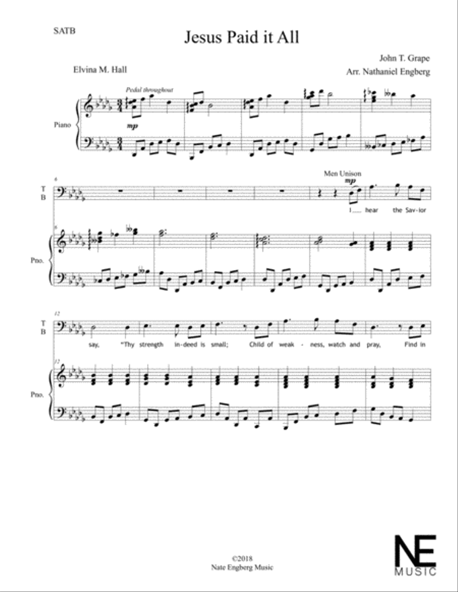 Jesus Paid It All 4-Part scores gallery preview page 2