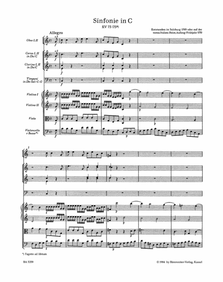 Symphony, No. 9 C major, KV 73(75a)