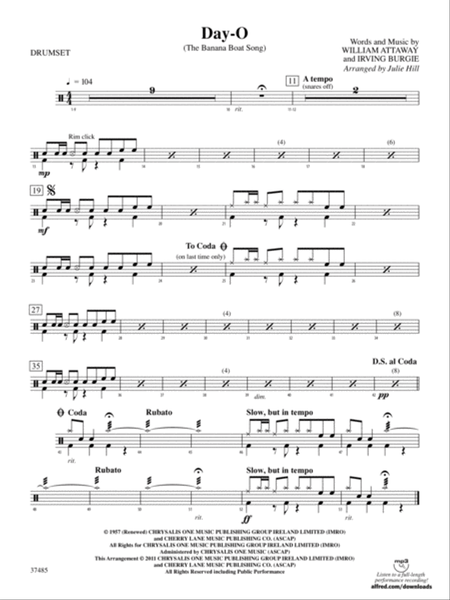 Day-O (The Banana Boat Song): Drums Drums scores gallery preview page 1