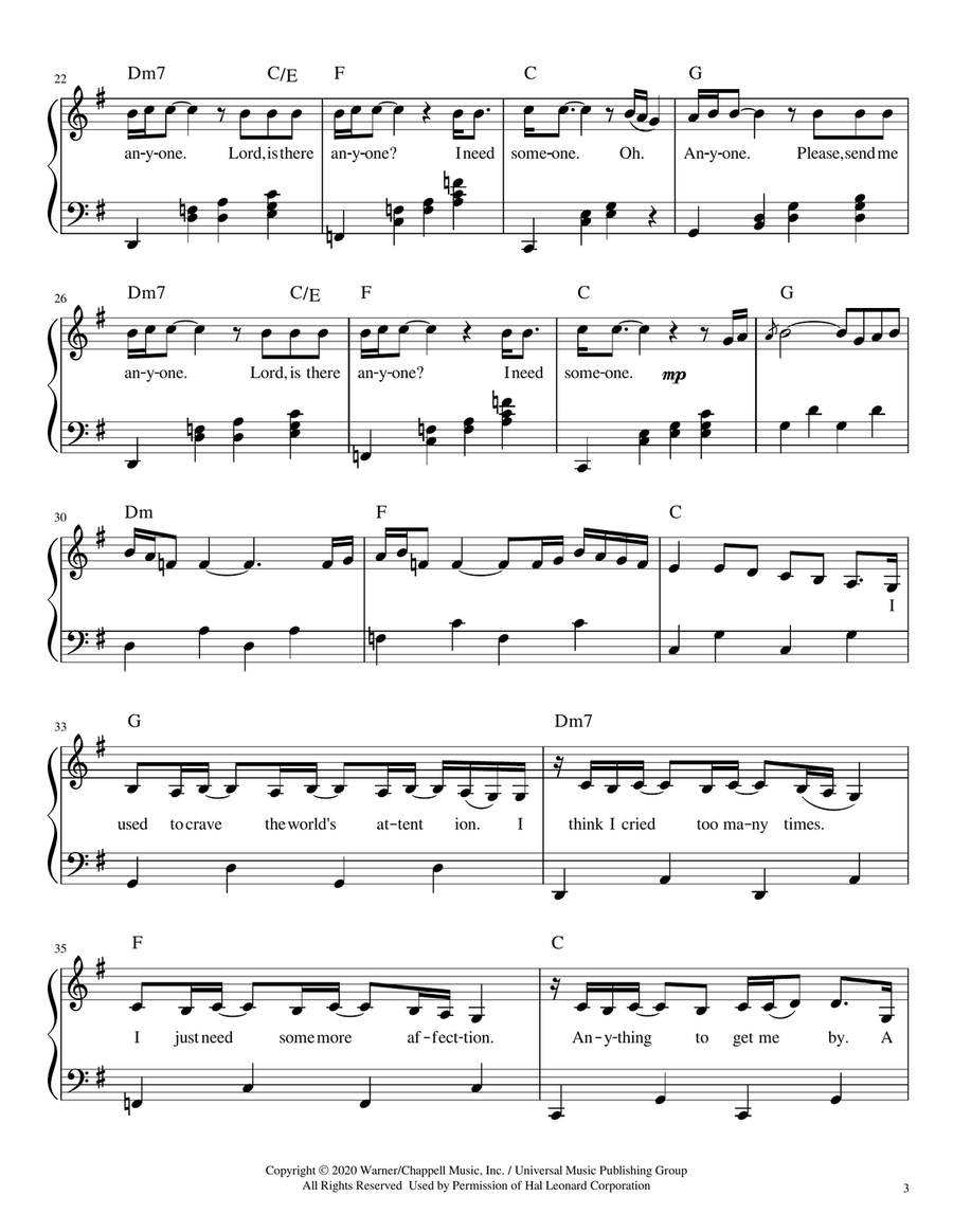 Anyone Piano, Vocal scores gallery preview page 3