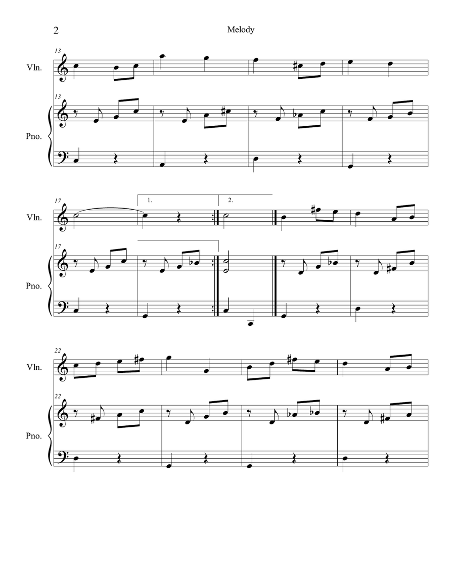 Melody Violin Solo scores gallery preview page 2