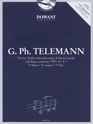 Book cover for Telemann: Trio for Treble (Alto) Recorder, Viola, & Basso Continuo TWV42 F Major
