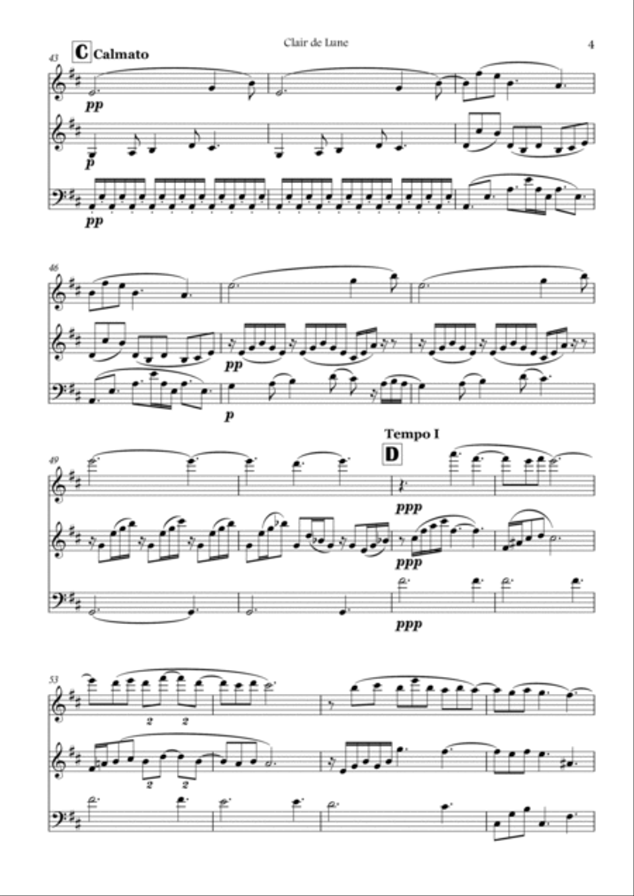 Clair de Lune (Trio - Flute - Clarinet in Bb - Bassoon) Woodwind Trio scores gallery preview page 4