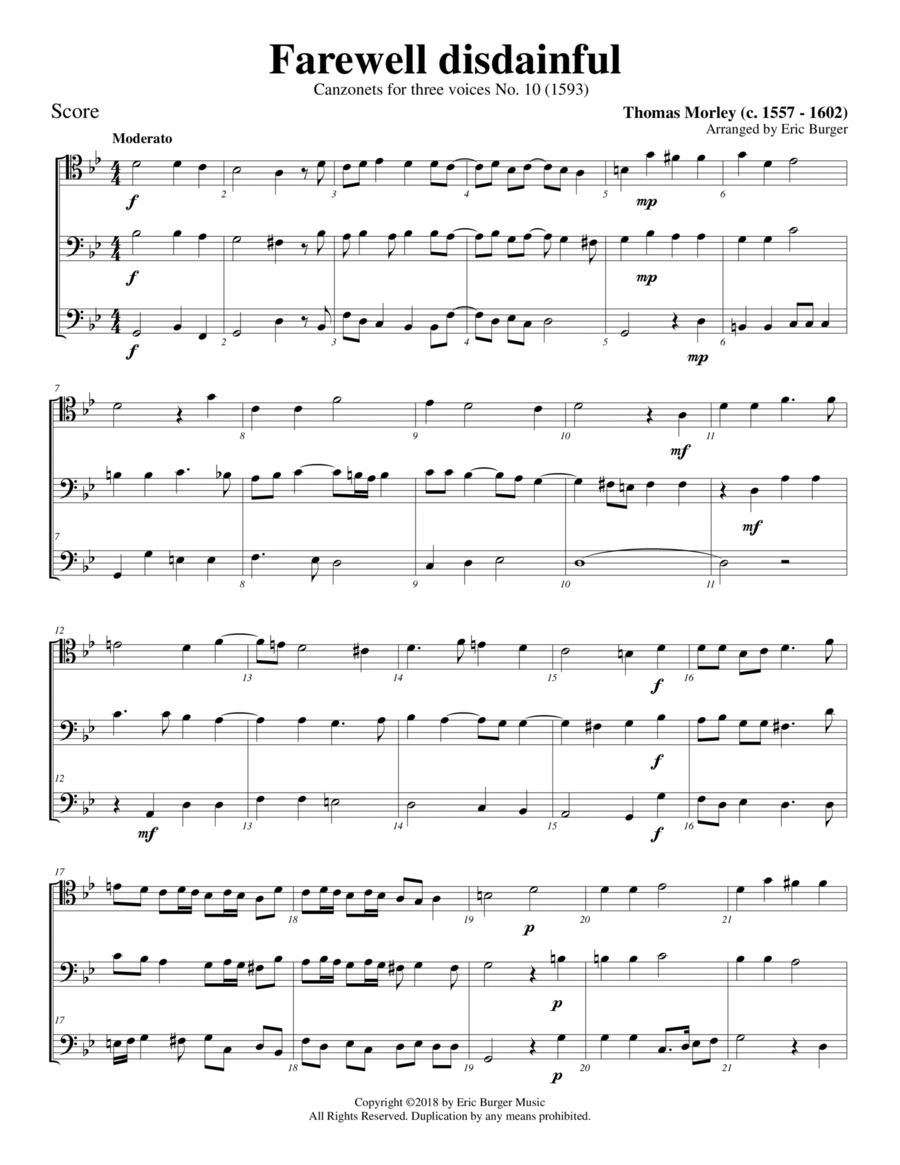 Farewell disdainful for Trombone or Low Brass Trio Brass Trio scores gallery preview page 1