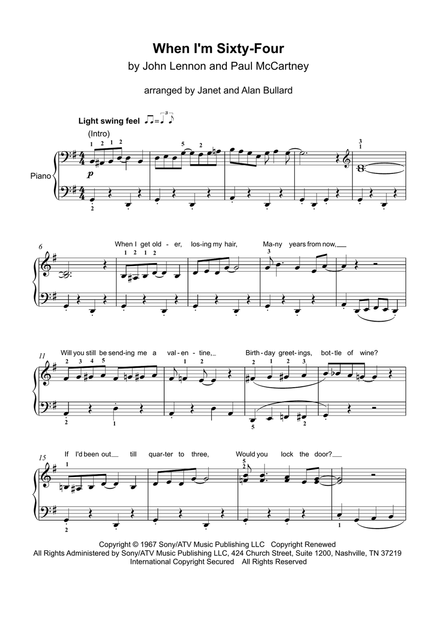 When I'm Sixty-Four Easy Piano scores gallery preview page 3