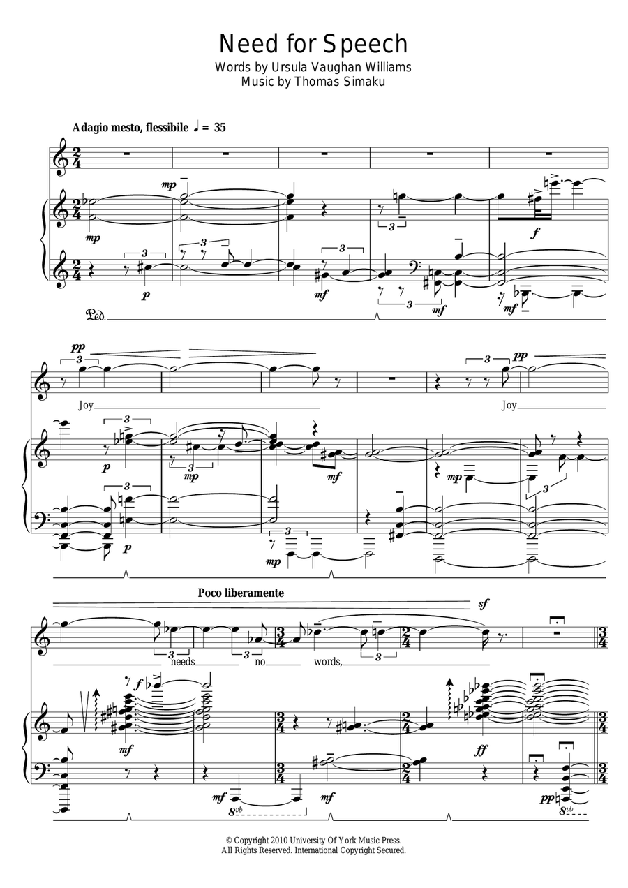 Need For Speech Piano, Vocal scores gallery preview page 1