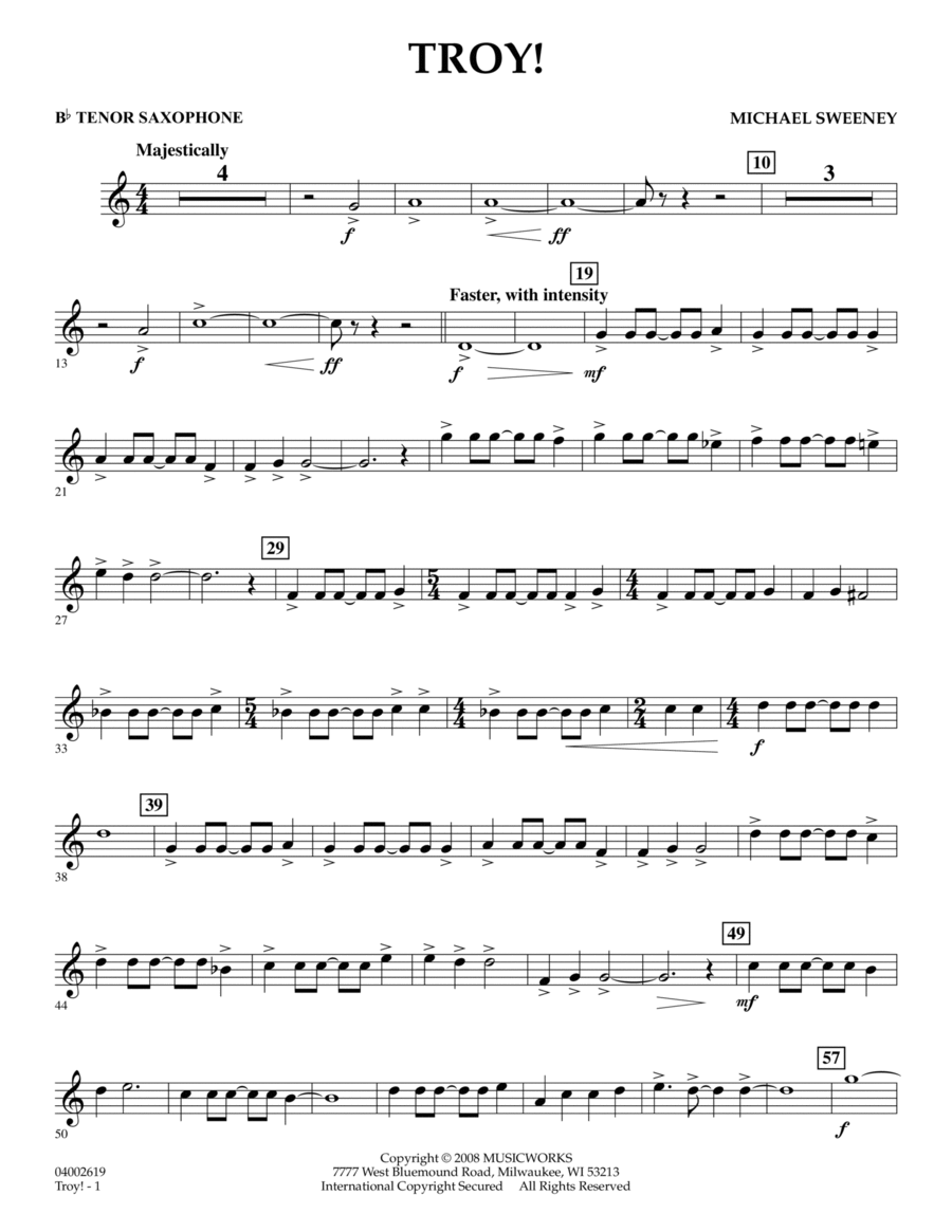 Troy! - Bb Tenor Saxophone Tenor Saxophone scores gallery preview page 1