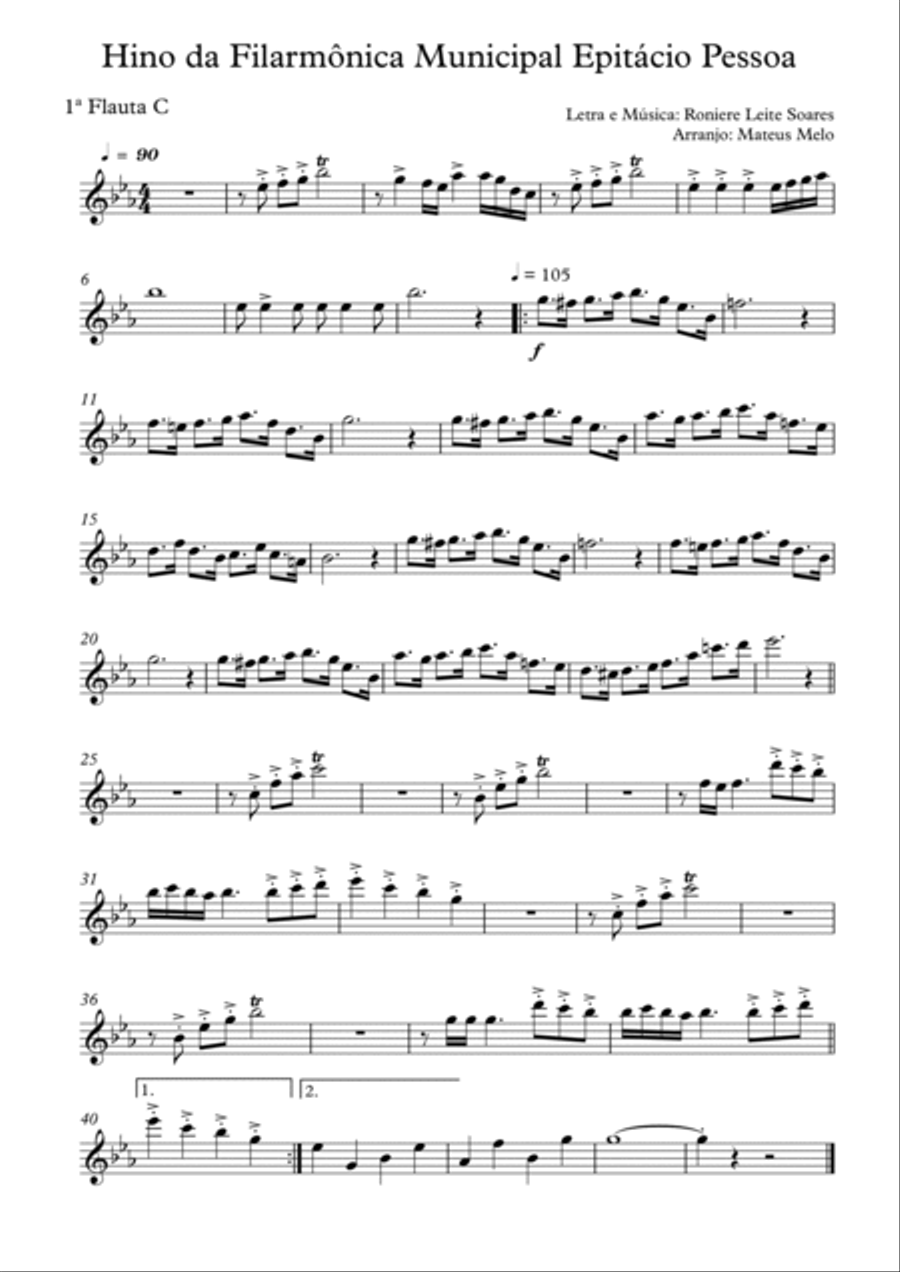 Hino da Filarmônica Municipal Epitácio Pessoa Concert Band scores gallery preview page 5