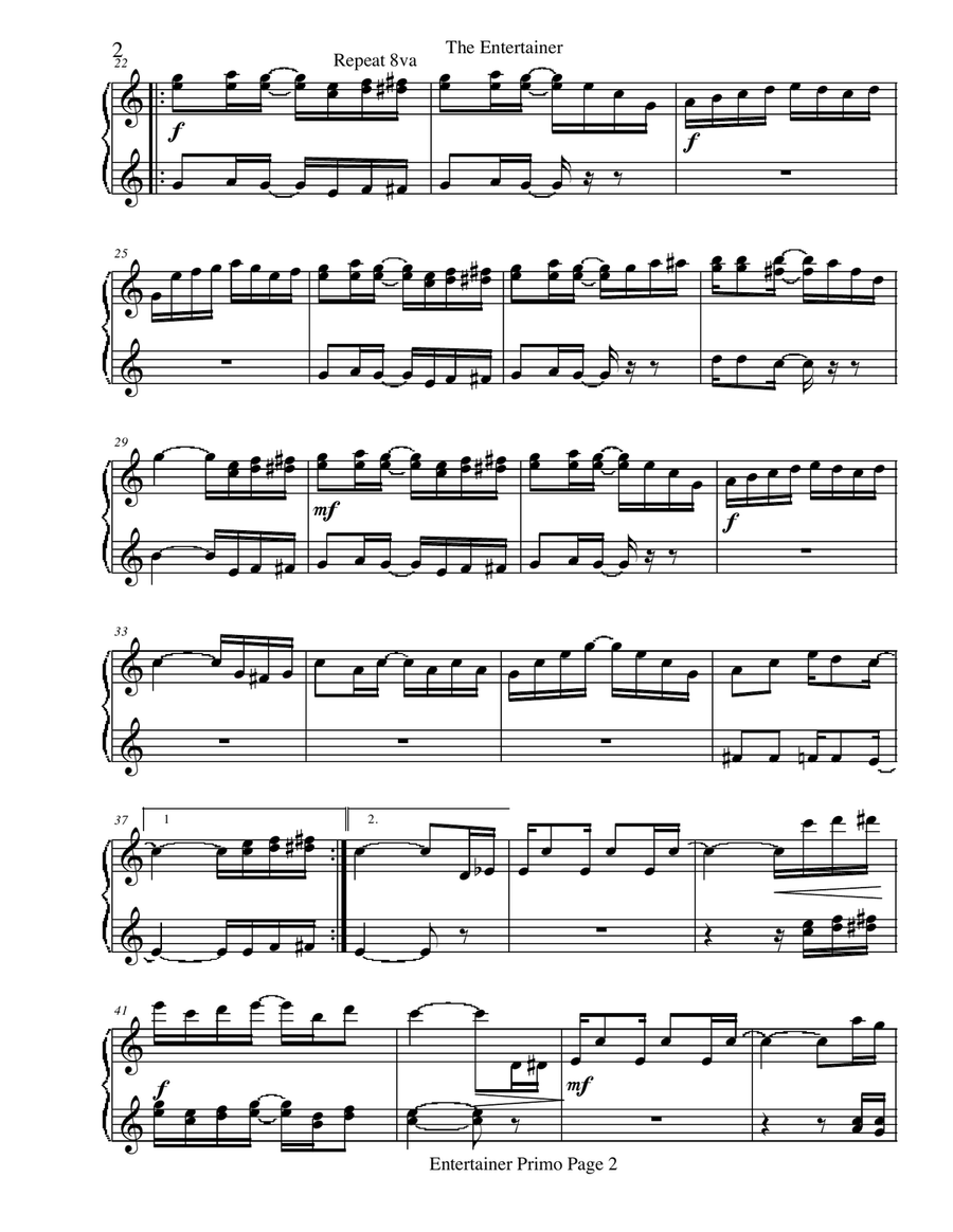 Joplin's Entertainer Piano Duet (1 Piano 4 Hands) Joplin's Entertainer Piano Duet (1 Piano 4 Hands) 1 Piano, 4-Hands scores gallery preview page 2