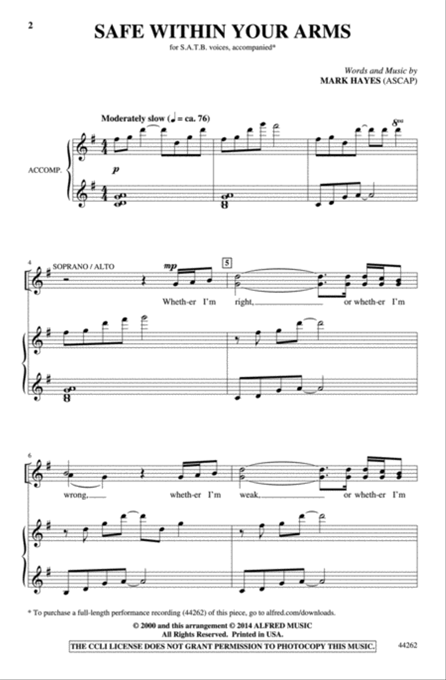 Safe Within Your Arms Choir scores gallery preview page 1