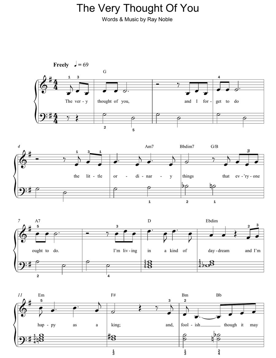 The Very Thought Of You Easy Piano scores gallery preview page 1