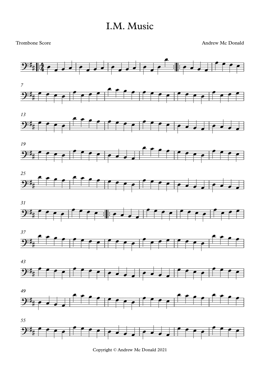 I.M. Music Trombone Score Concert Band scores gallery preview page 1