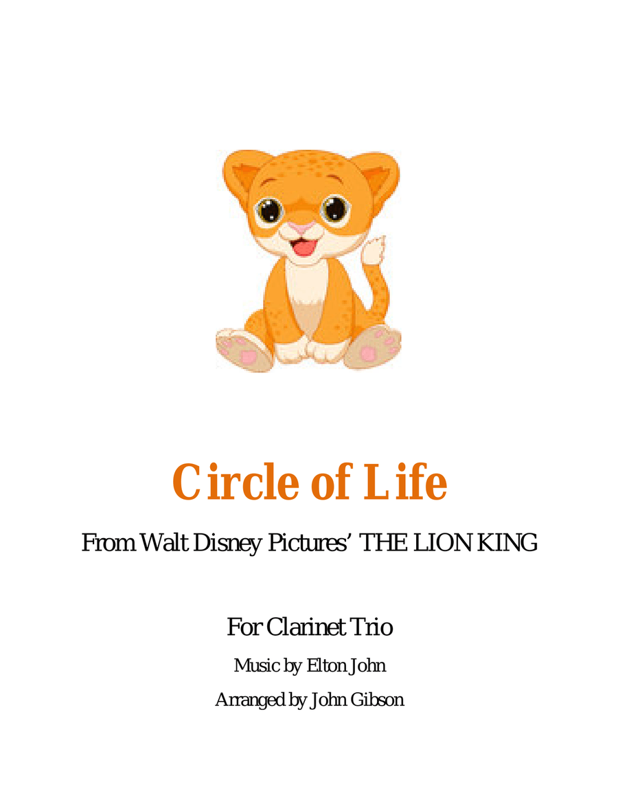 Circle Of Life Circle Of Life B-Flat Clarinet scores gallery preview page 1