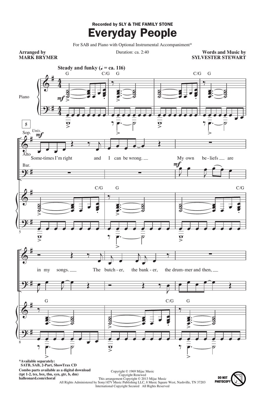 Everyday People 3-Part scores gallery preview page 1