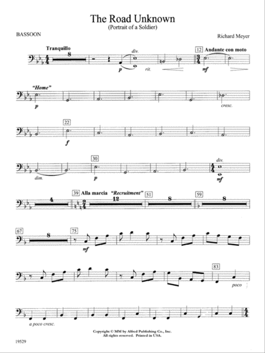 The Road Unknown: Bassoon Concert Band scores gallery preview page 1