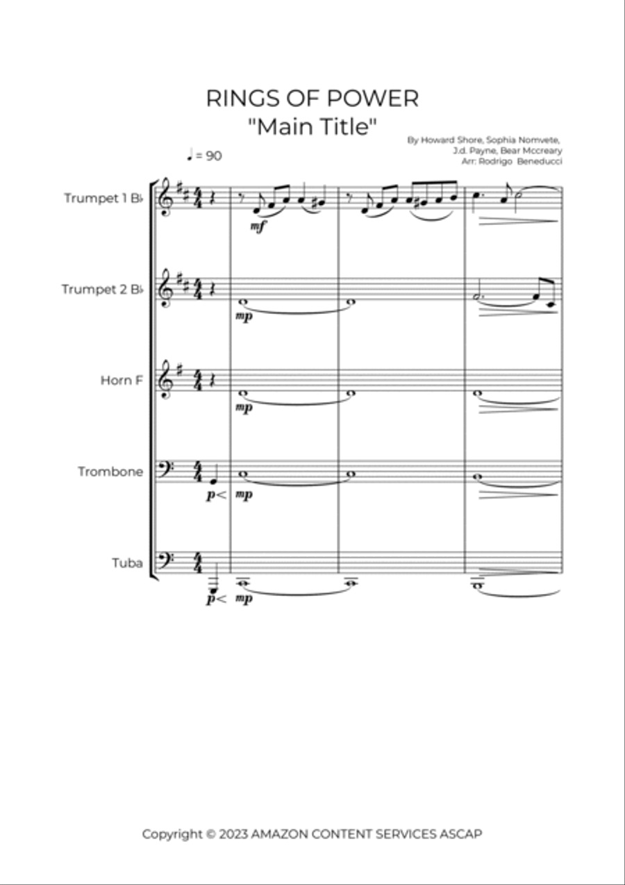The Lord Of The Rings: The Rings Of Power Brass Quintet scores gallery preview page 2