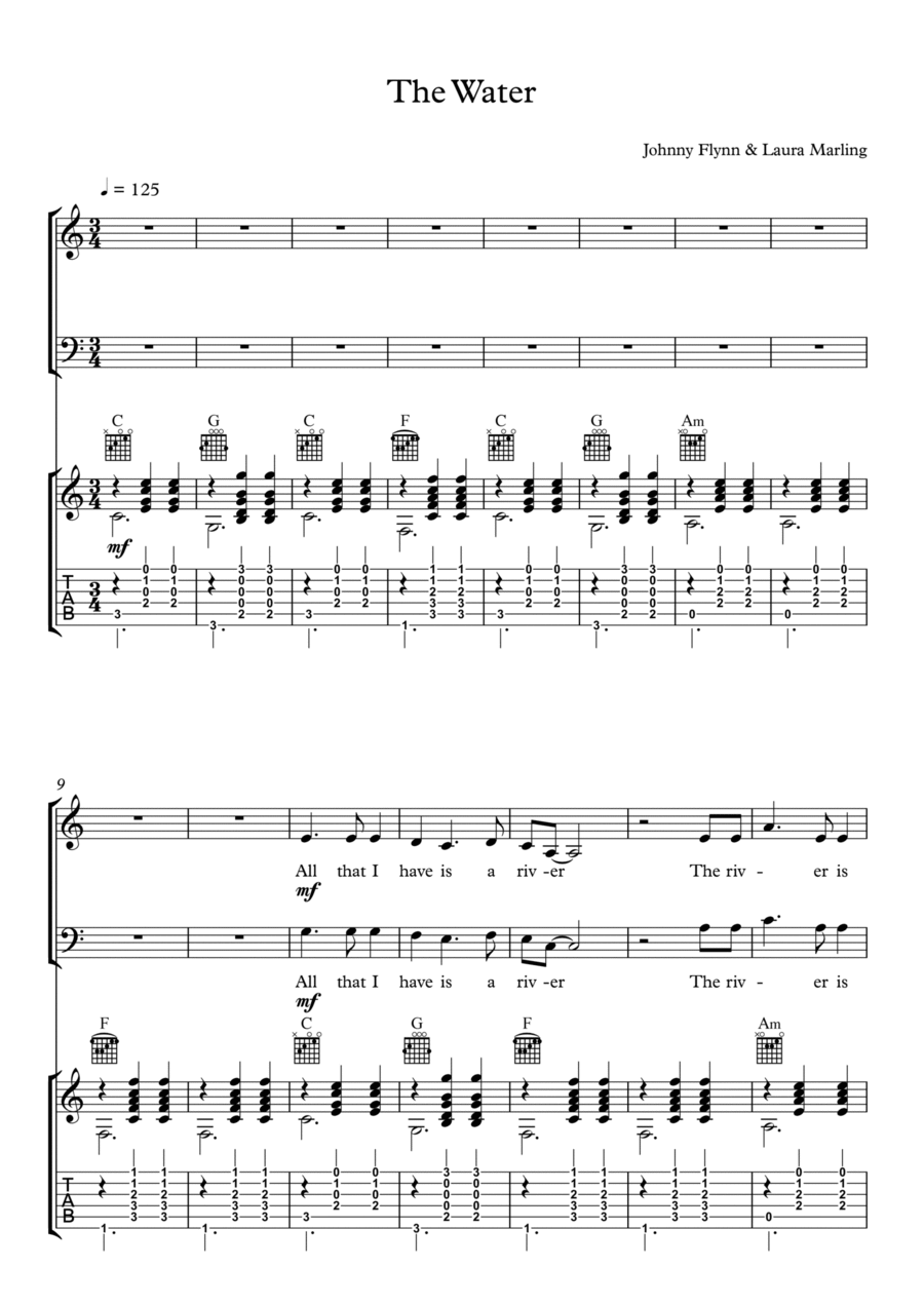 The Water Acoustic Guitar scores gallery preview page 1