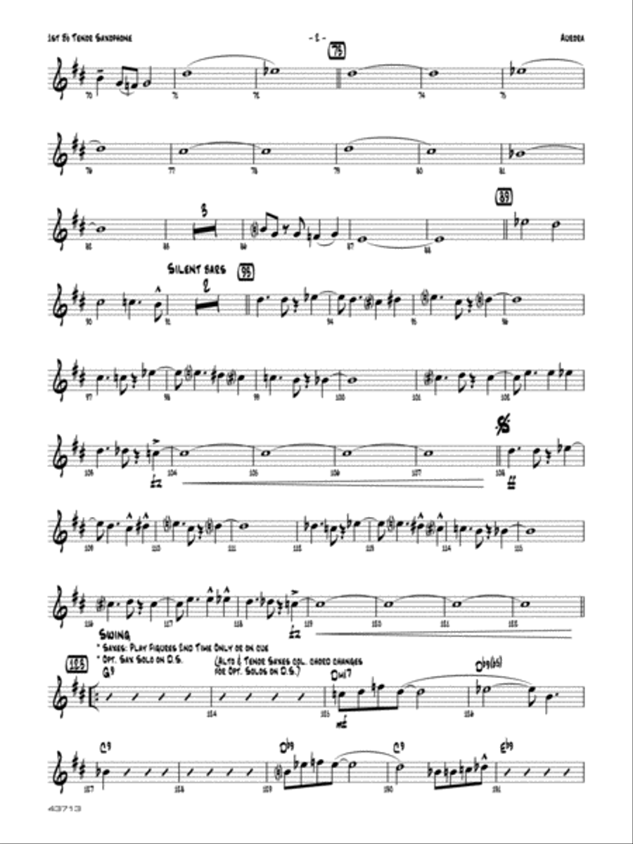 Aurora: B-flat Tenor Saxophone Jazz Ensemble scores gallery preview page 2