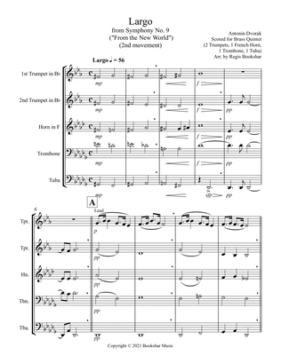 Largo (from "Symphony No. 9") ("From the New World") (Db) (Brass Quintet - 2 Trp, 1 Hrn, 1 Trb, 1 Tu