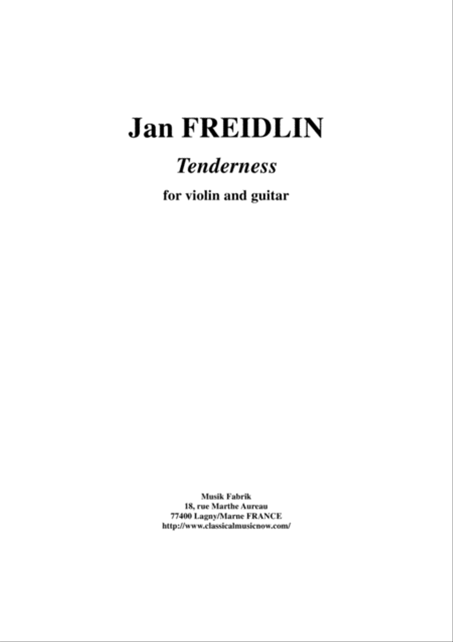 Jan Freidlin: Tenderness for violin and guitar String Duet scores gallery preview page 1