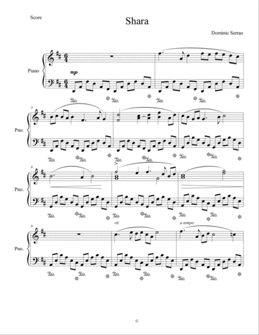 Shara Piano Solo scores gallery preview page 1