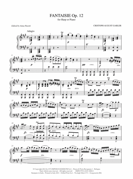 Fantaisie Op. 12 for Harp or Piano