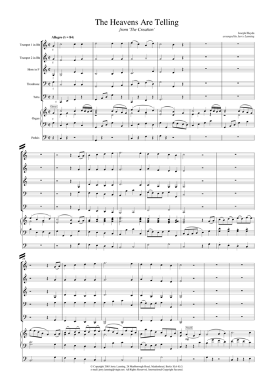The Heavens Are Telling arr. for Organ and Brass Quintet Small Ensemble scores gallery preview page 2