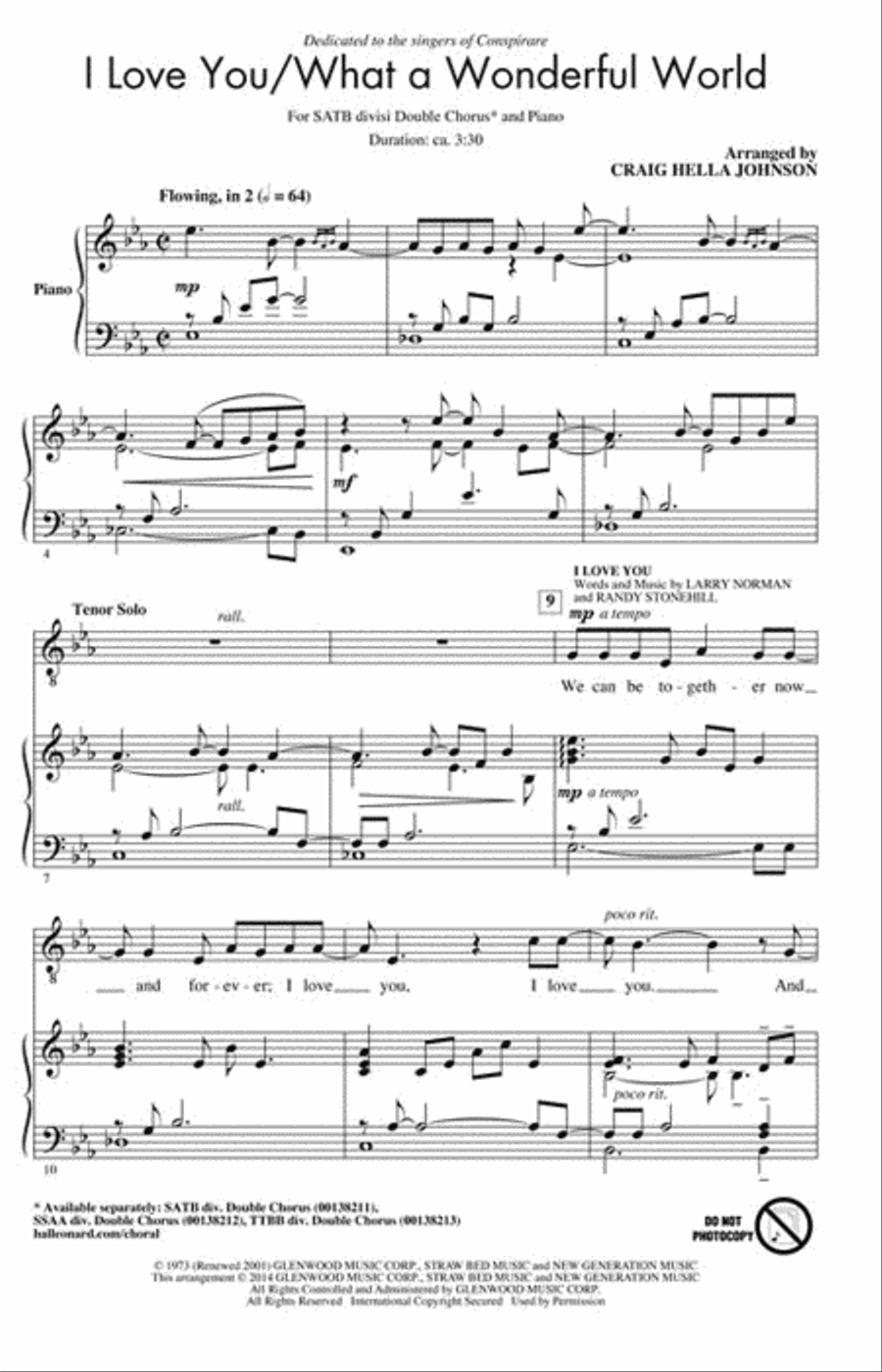 I Love You/What a Wonderful World Divisi scores gallery preview page 2