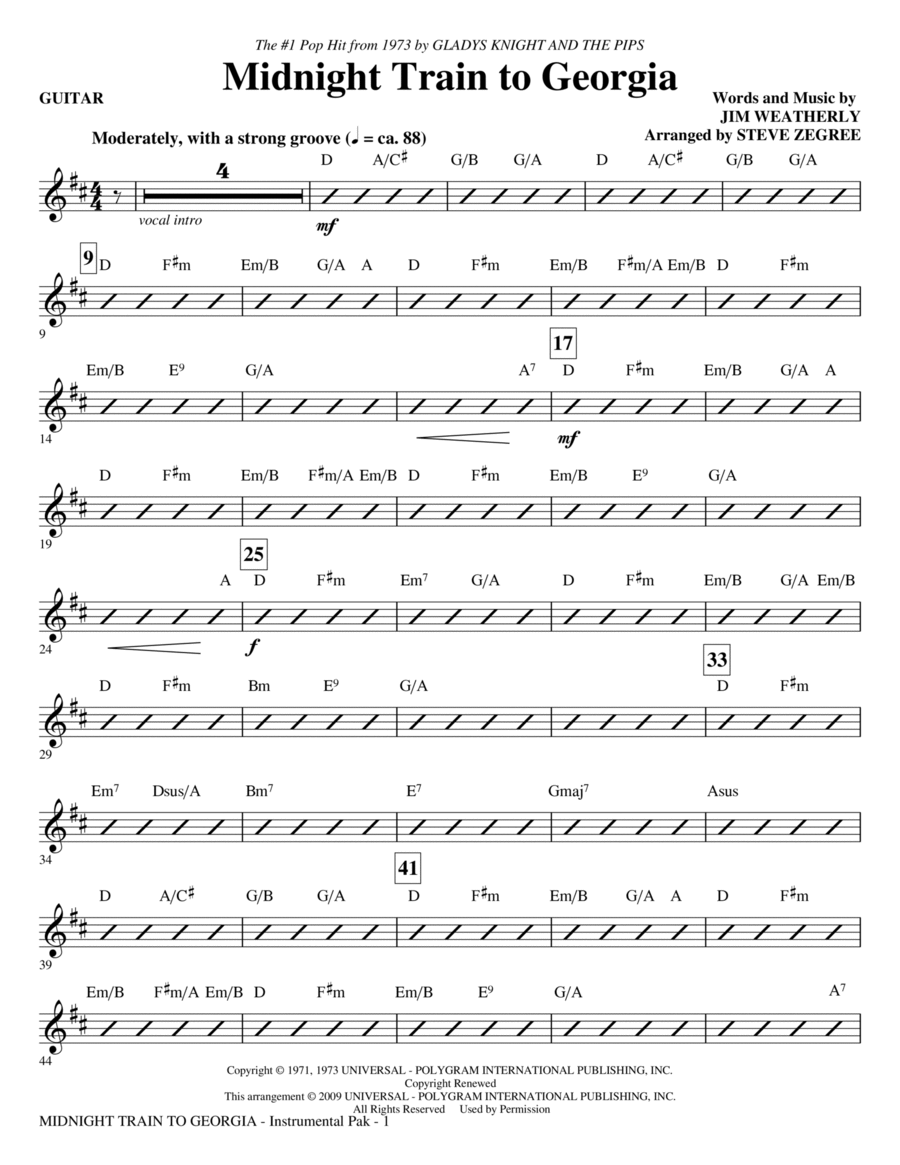 Midnight Train To Georgia - Guitar Choir scores gallery preview page 1