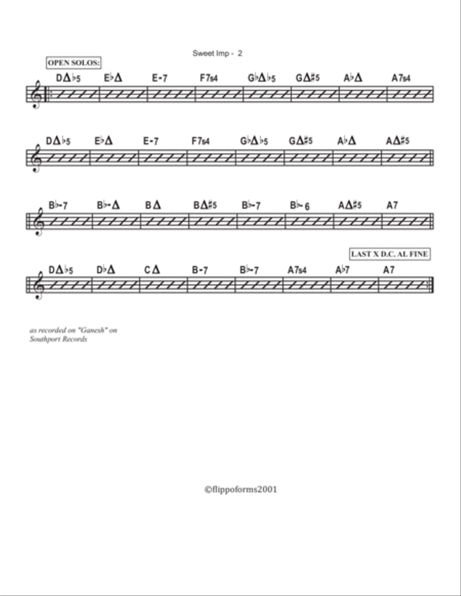 SWEET IMP - Lead Sheets in C, Bb and Eb Jazz Ensemble scores gallery preview page 3