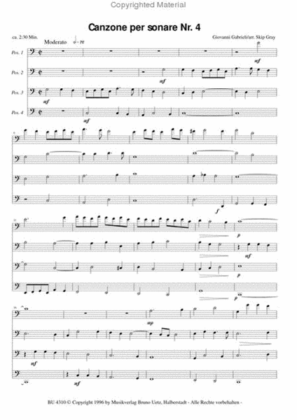 Canzone Trombone Quartet - Sheet Music
