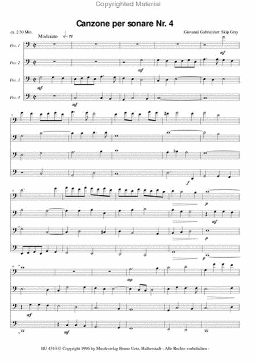 Canzone Canzone Trombone Quartet scores gallery preview page 2