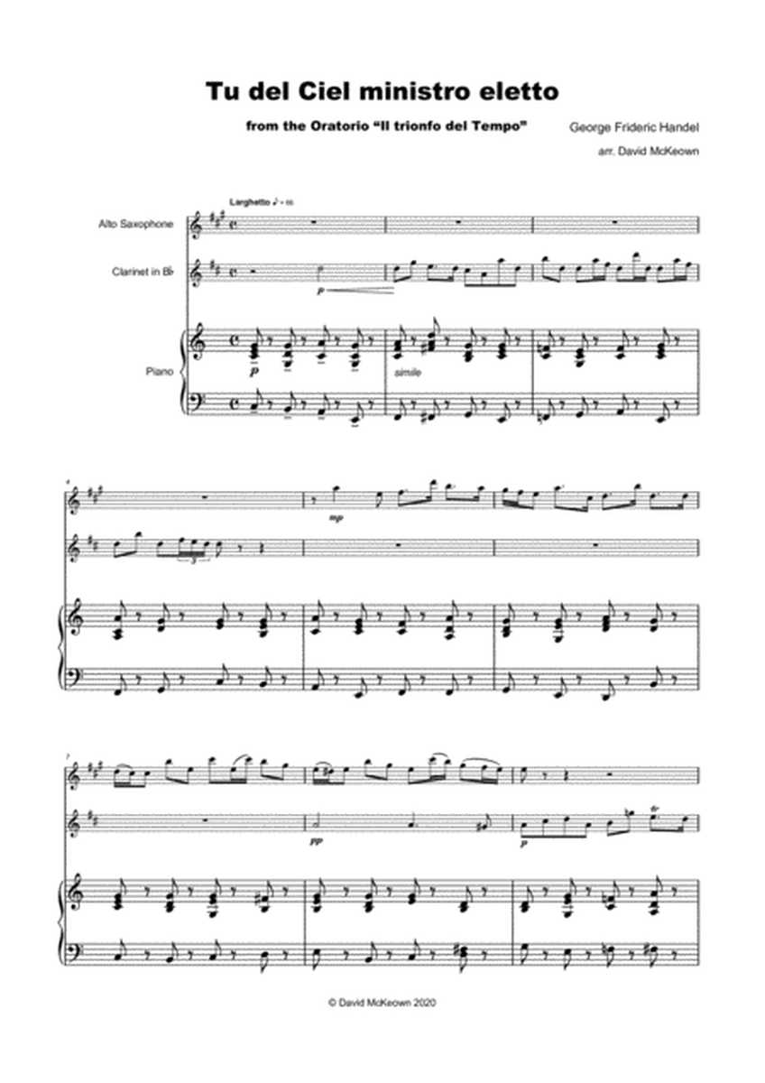 Tu del ciel ministro eletto, Aria by G F Handel, for Alto Saxophone, Clarinet and Piano
