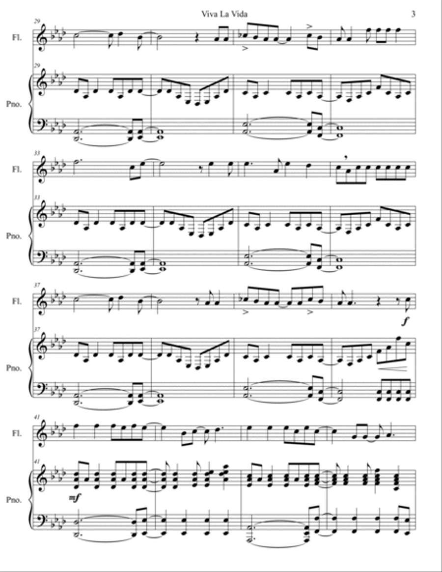 Viva La Vida Flute Solo scores gallery preview page 4