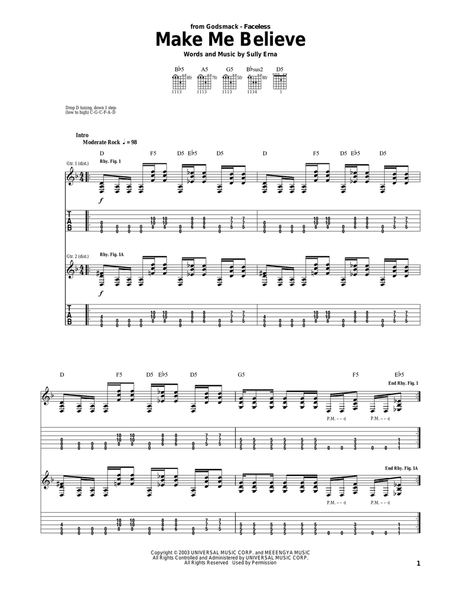 Make Me Believe Electric Guitar scores gallery preview page 1