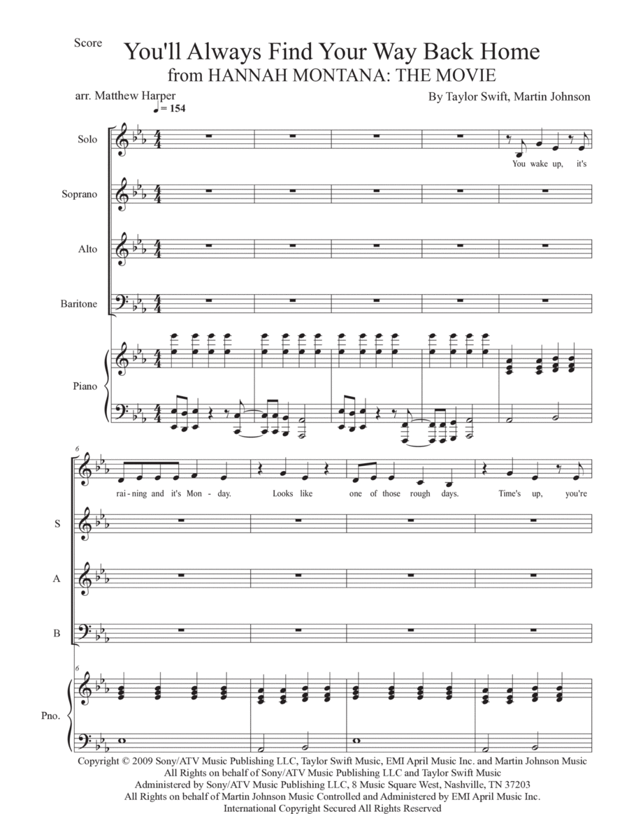 You'll Always Find Your Way Back Home 3-Part scores gallery preview page 1