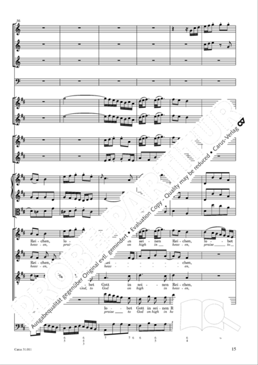 Lobet Gott in seinen Reichen (Himmelfahrtsoratorium) 4-Part scores gallery preview page 16