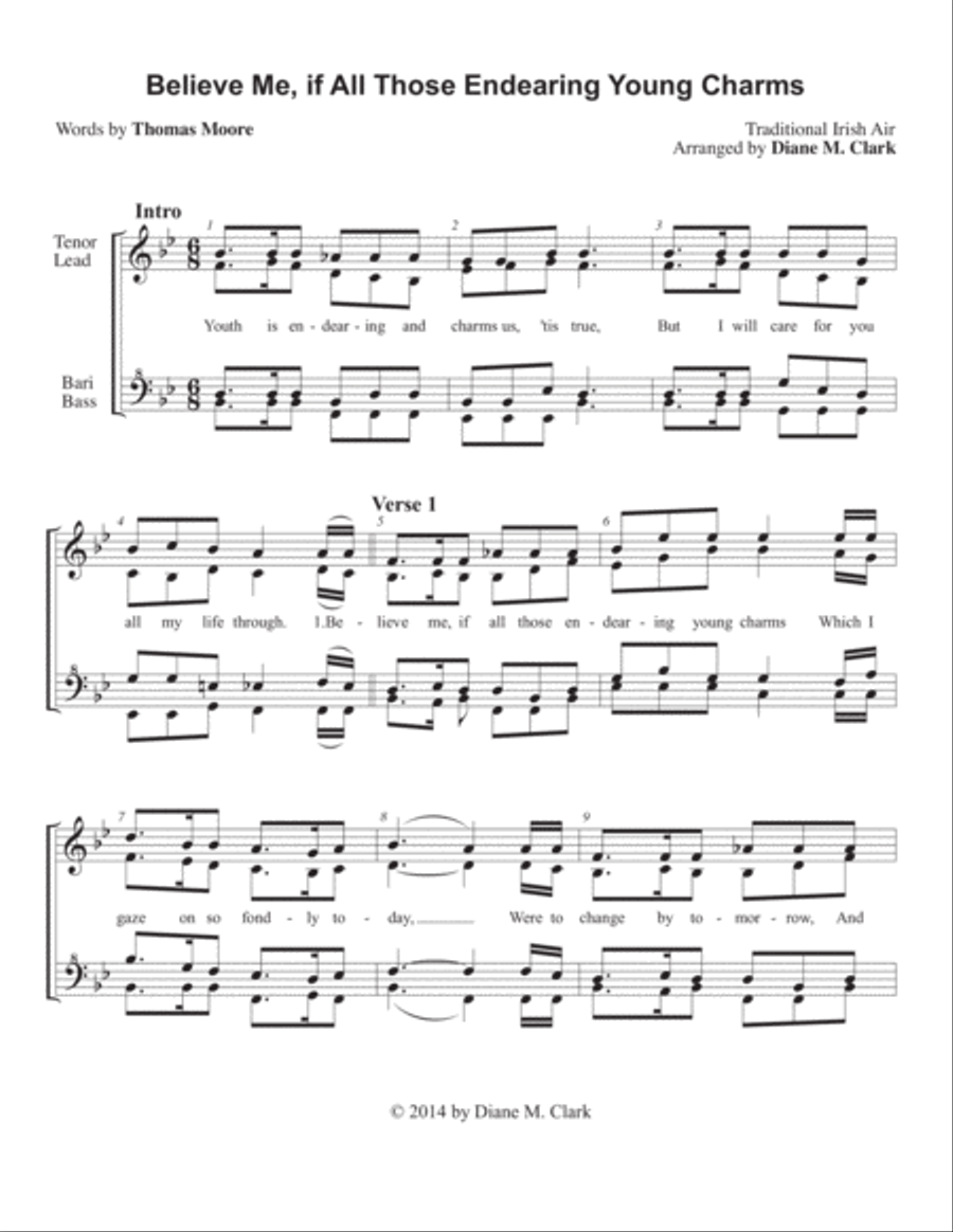 Believe Me, If All Those Endearing Young Charms (QUARTET PRICING) Small Ensemble scores gallery preview page 1