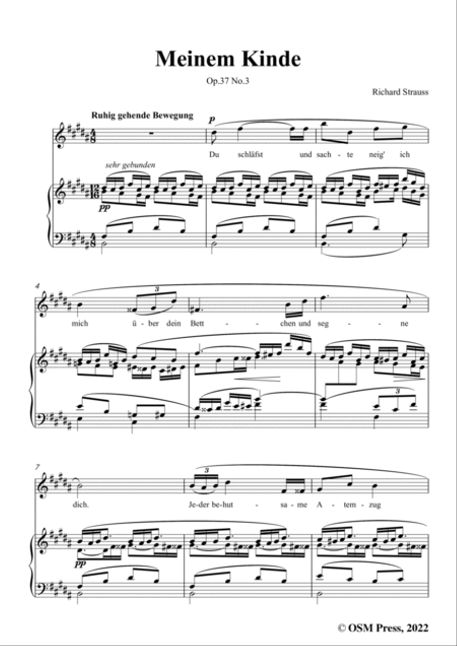 Richard Strauss-Meinem Kinde,in B Major,Op.37 No.3 Voice scores gallery preview page 3