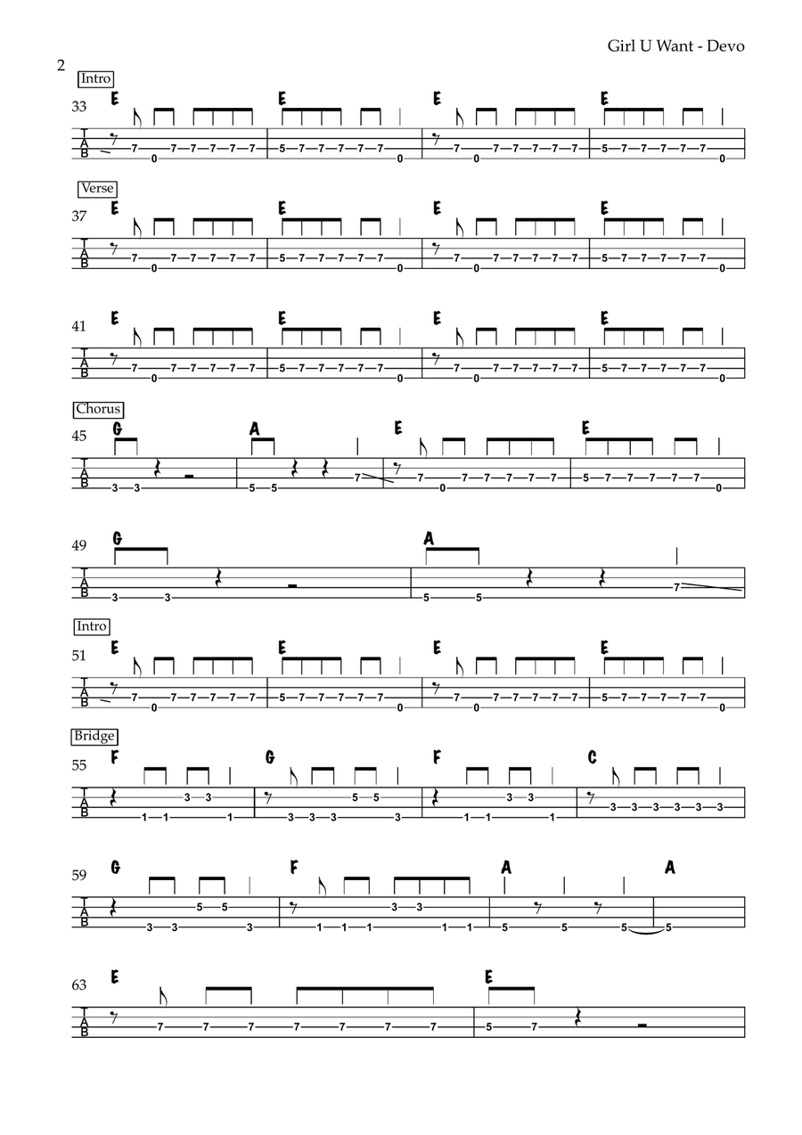 Girl U Want Acoustic Guitar scores gallery preview page 2