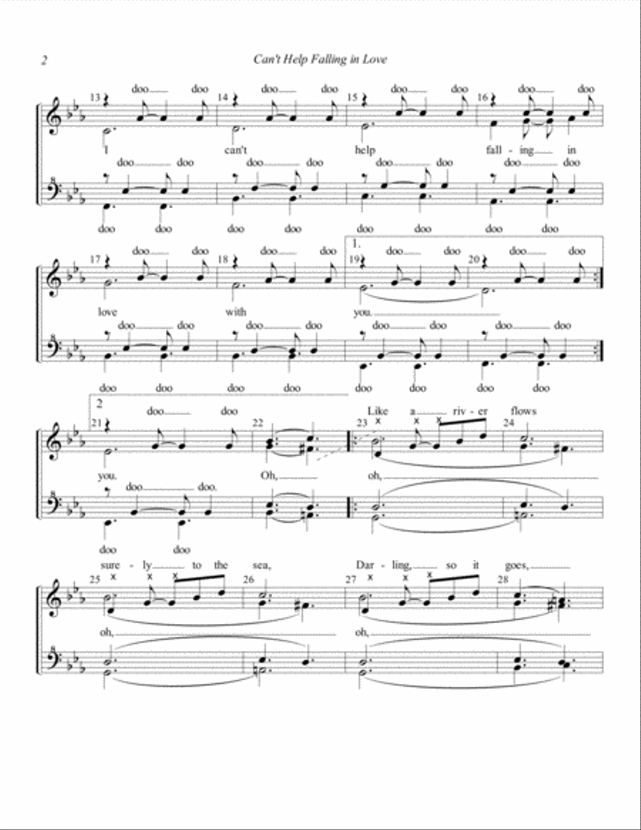 Can't Help Falling In Love SSAA scores gallery preview page 2