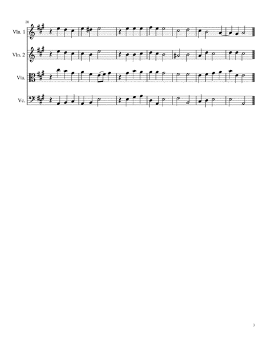 Lo, How A Rose E'er Blooming for String Quartet String Quartet scores gallery preview page 3