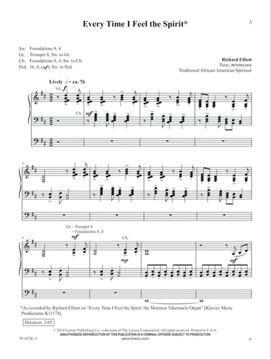Every Time I Feel the Spirit (Digital Download) Organ scores gallery preview page 3