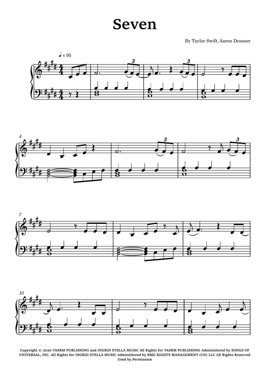 Seven Piano Solo scores gallery preview page 1