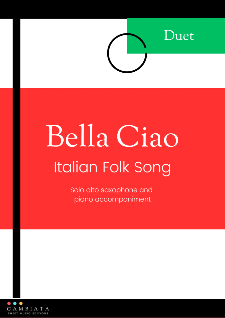 Bella Ciao - Solo alto saxophone and piano accompaniment (Easy) Alto Saxophone scores gallery preview page 1