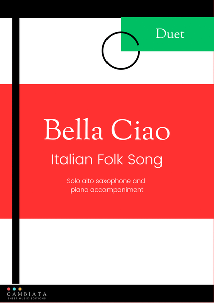 Bella Ciao - Solo alto saxophone and piano accompaniment (Easy) image number null
