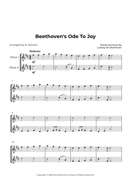 Ode To Joy (Easy Oboe Duet) image number null